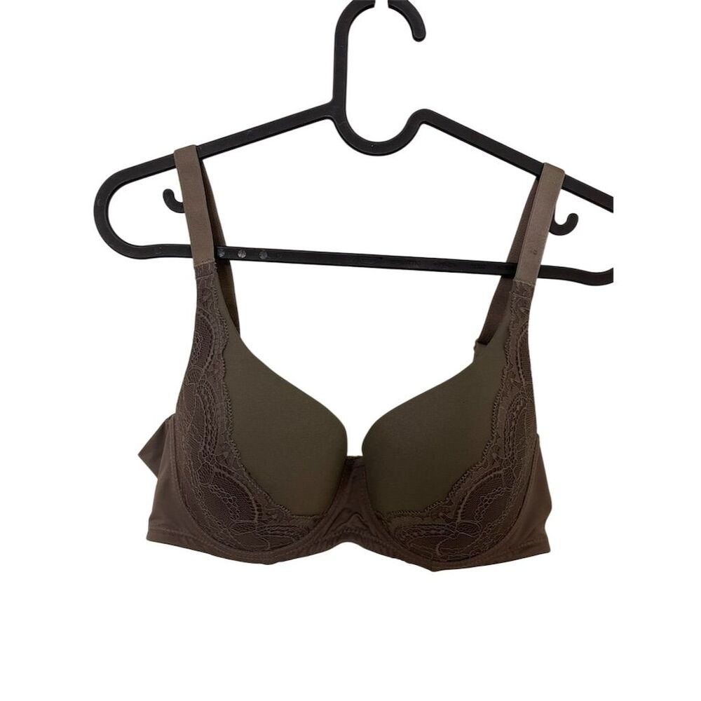 Pierre Cardin Women's Balconette Bra 34D Brown Padded Underwire